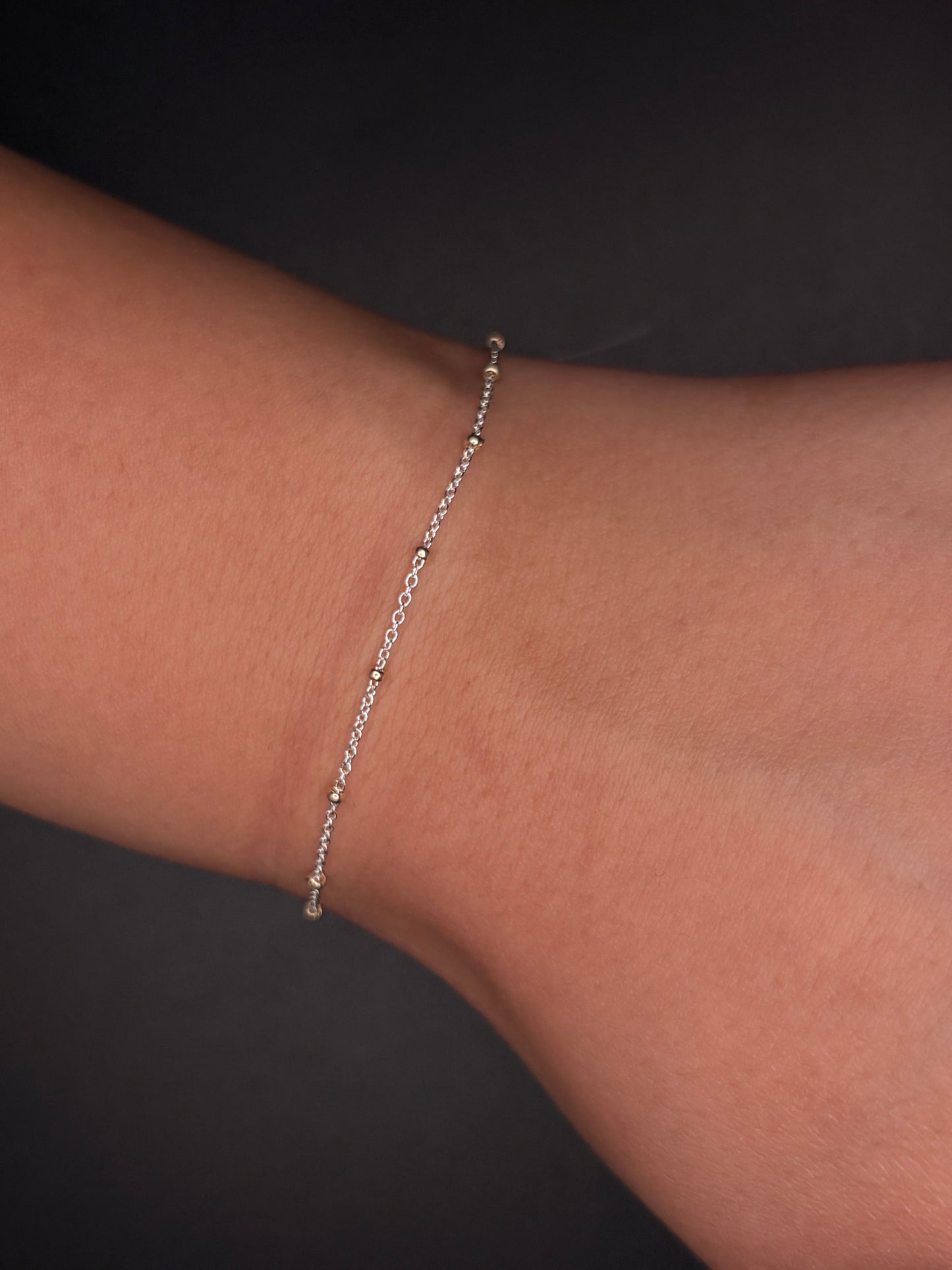 Sterling Silver & Gold Filled Two Tone Beaded Bracelet