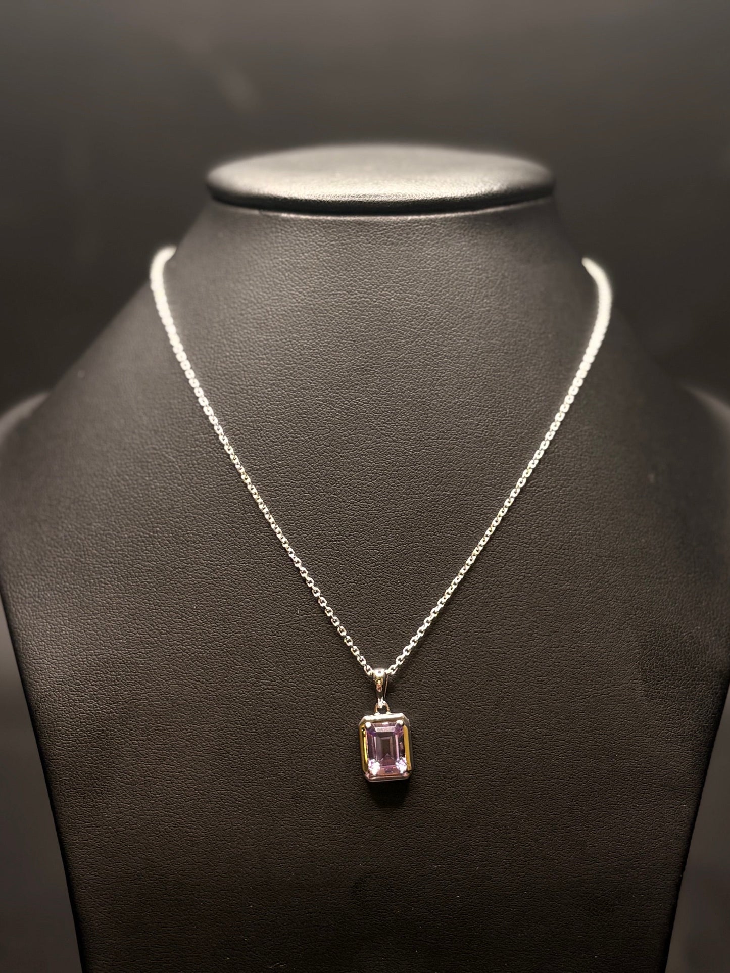 Sterling Silver Genuine Amethyst Pendant Necklace