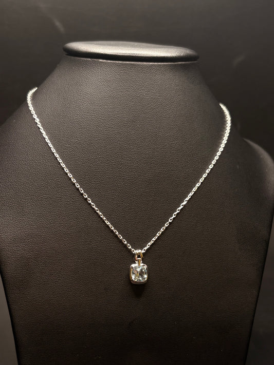 Sterling Silver Genuine Aquamarine Pendant Necklace