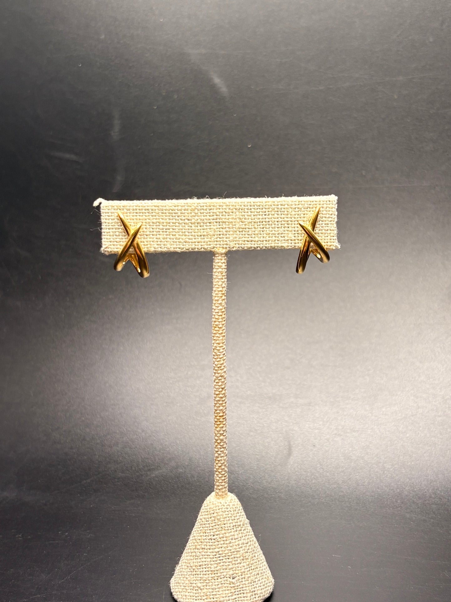 Gold Plated Crossover Earrings