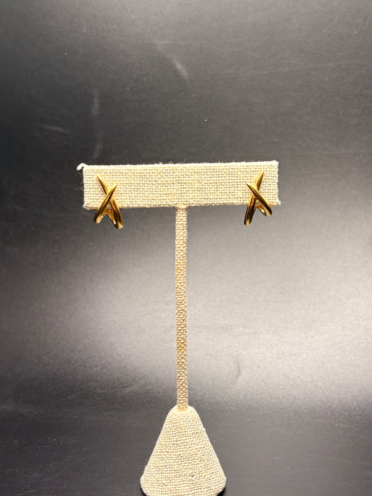 Gold Plated Crossover Earrings