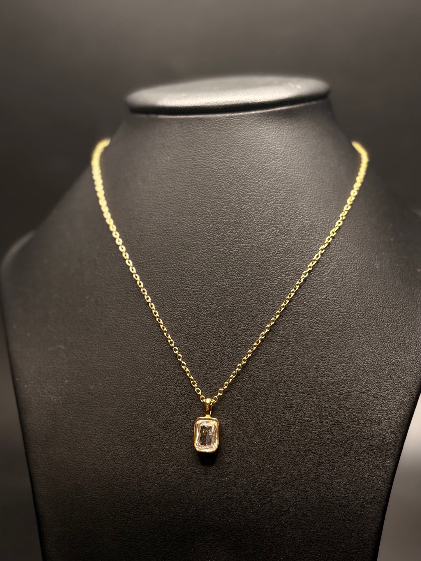 Gold Plated Bezel Cz Dainty Necklace