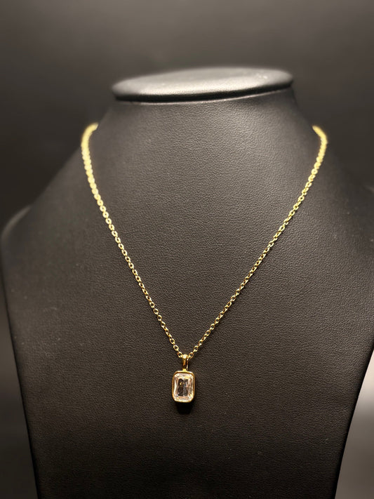 Gold Plated Bezel Cz Dainty Necklace