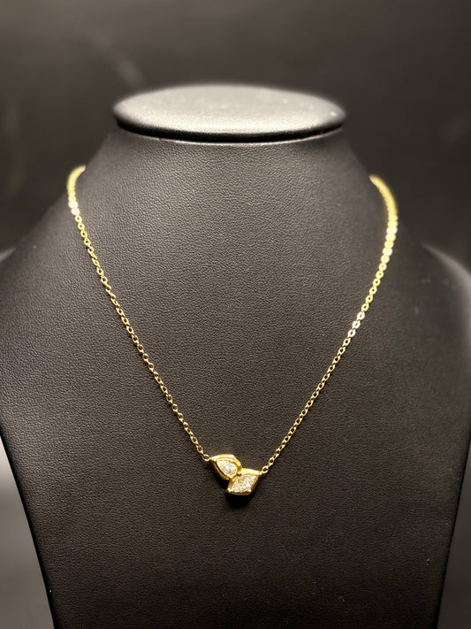 Gold Plated Pear and Marquise Cz Necklace