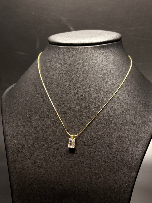 Gold Plated Emerald Cz Dainty Necklace