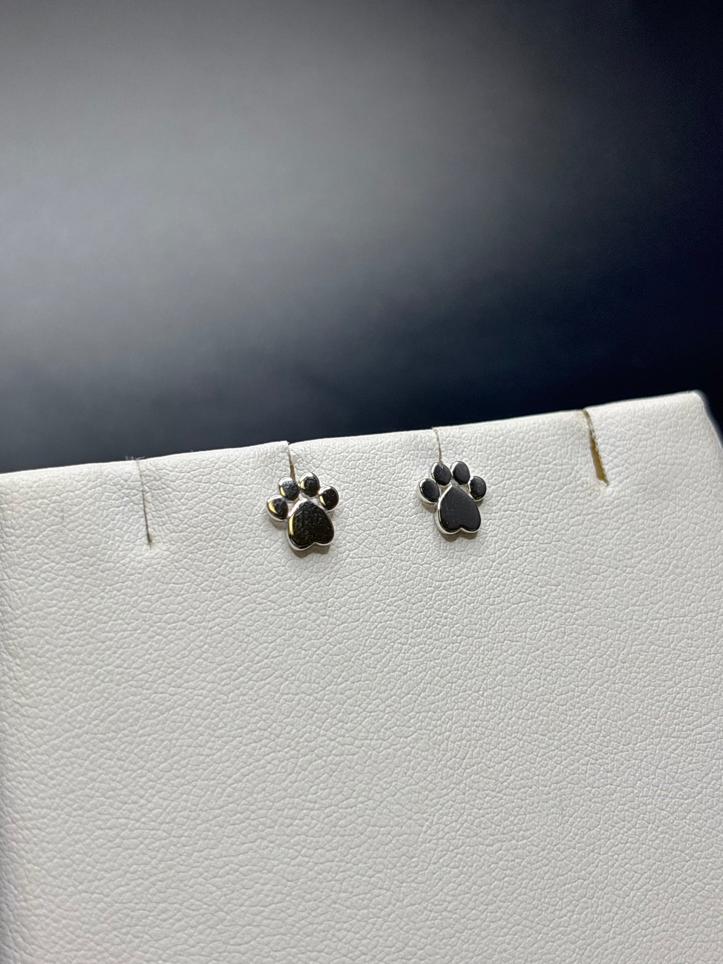 Sterling Silver Paw Print Screw Back Studs