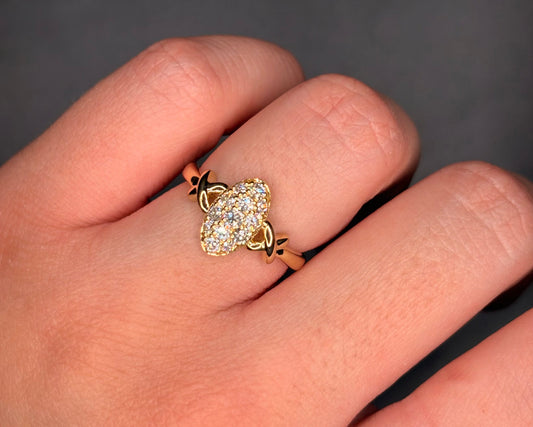 14k Yellow Gold Diamond Marquise Cluster Ring