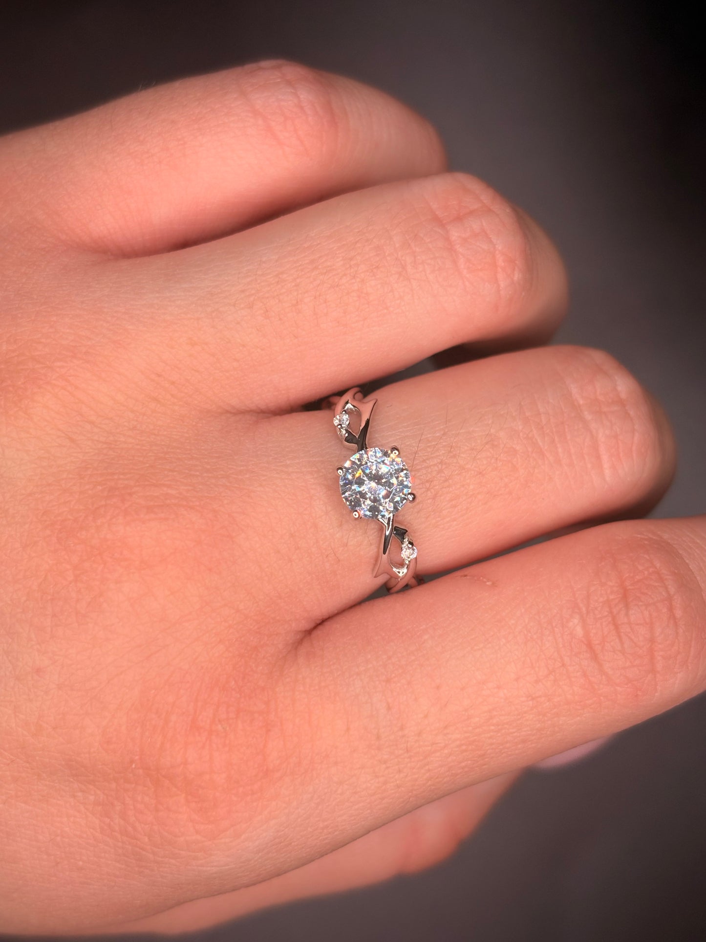Sterling Silver Round Cz Ring