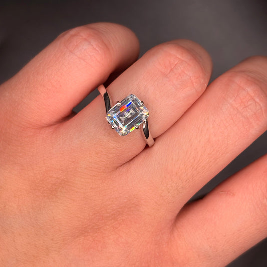 Sterling Silver Radiant Cz Ring