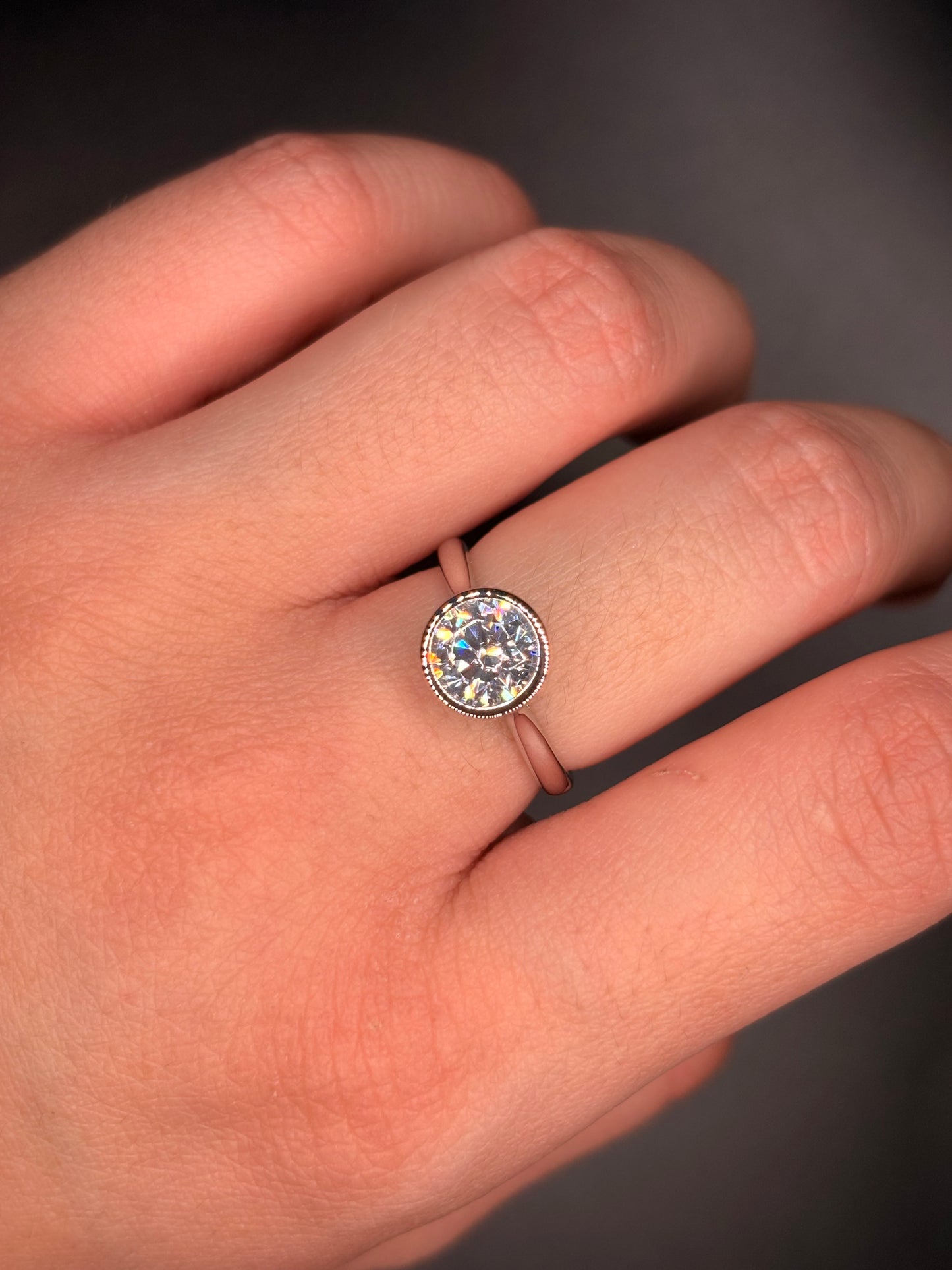 Sterling Silver Round Bezel Set Cz Ring