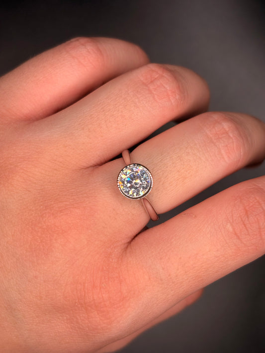 Sterling Silver Round Bezel Set Cz Ring