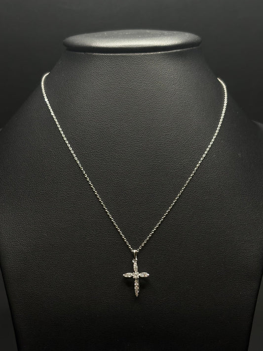 Sterling Silver Cz Cross Necklace