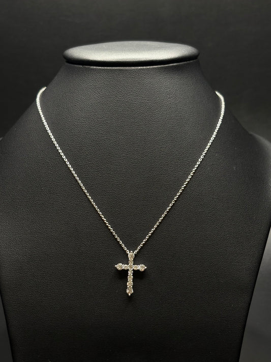 Sterling Silver Cz Cross Necklace