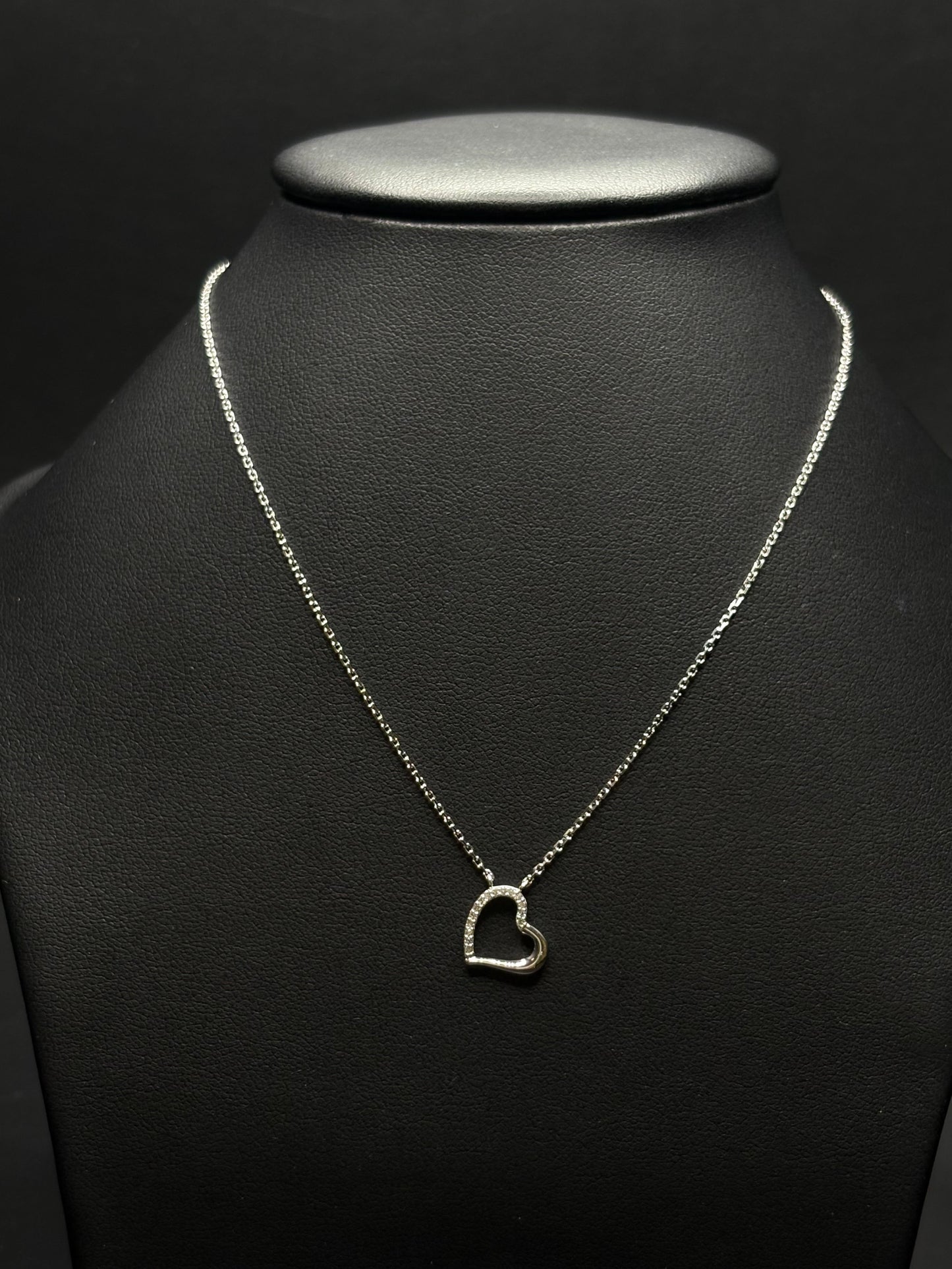 Sterling Silver Cz Heart Necklace