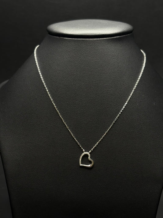 Sterling Silver Cz Heart Necklace