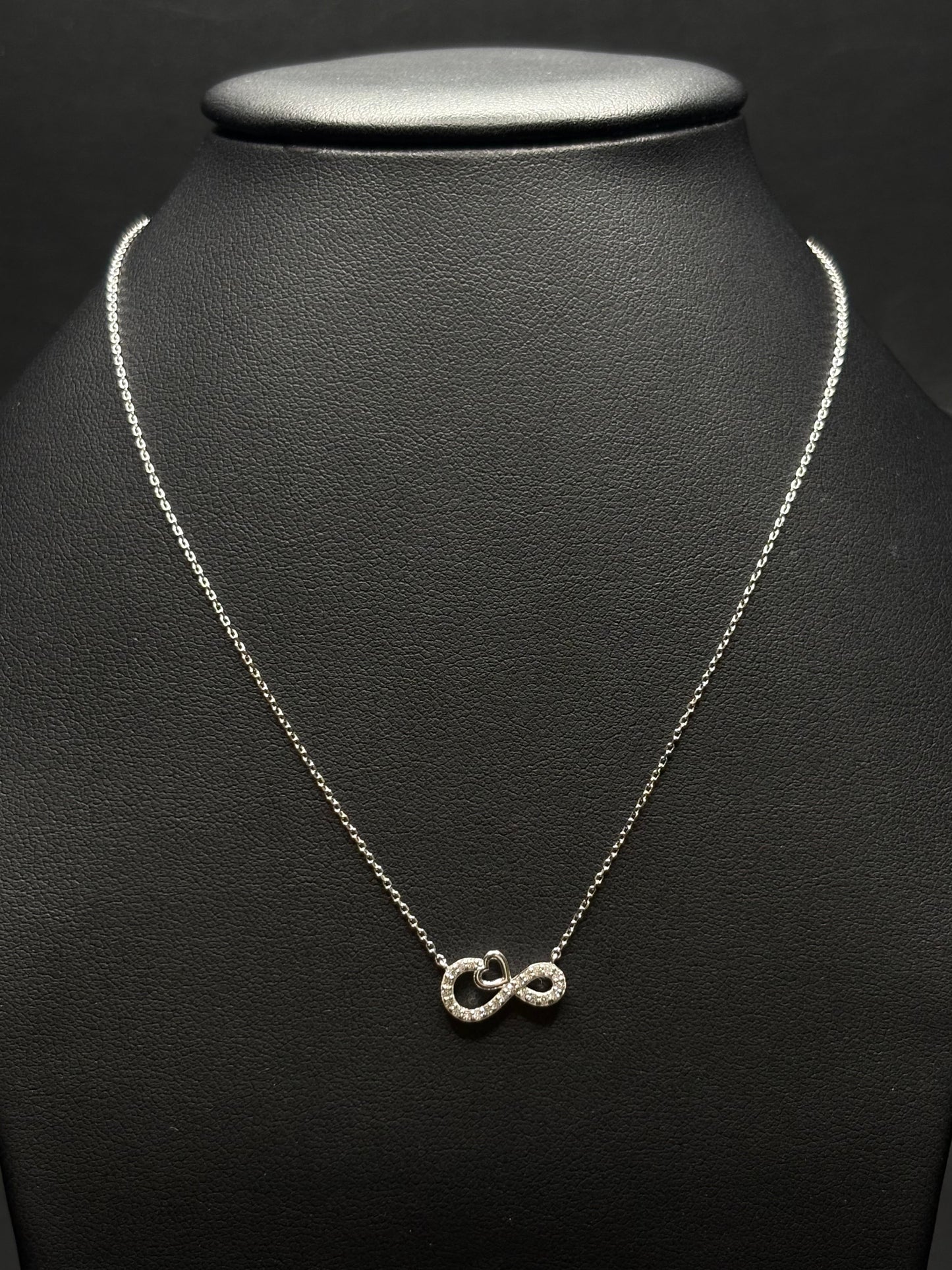 Sterling Silver Cz Infinity Heart Necklace