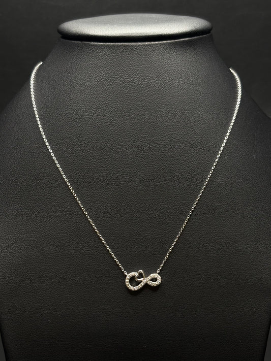 Sterling Silver Cz Infinity Heart Necklace