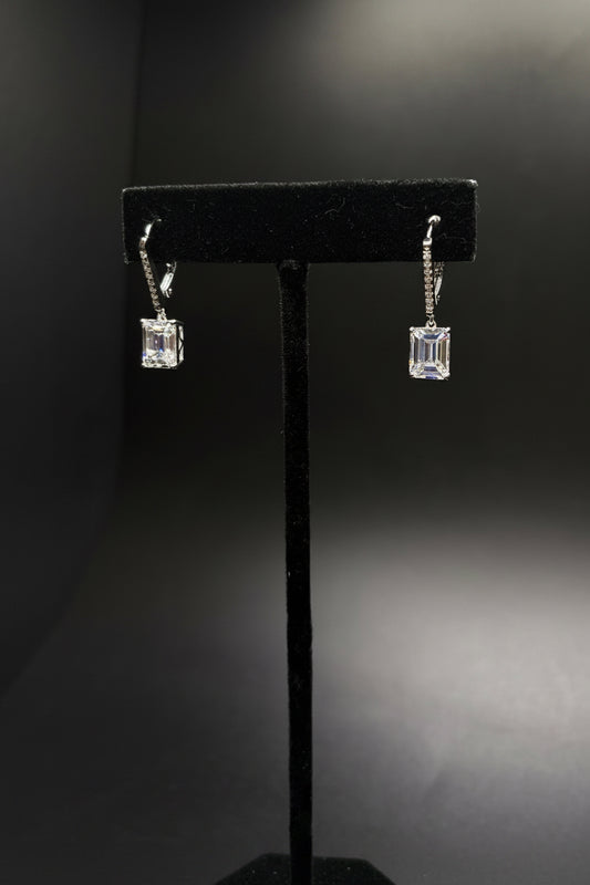 Sterling Silver Radiant Cz Dangle Earrings