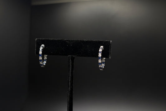 Sterling Silver London Blue Topaz Cz Hoops