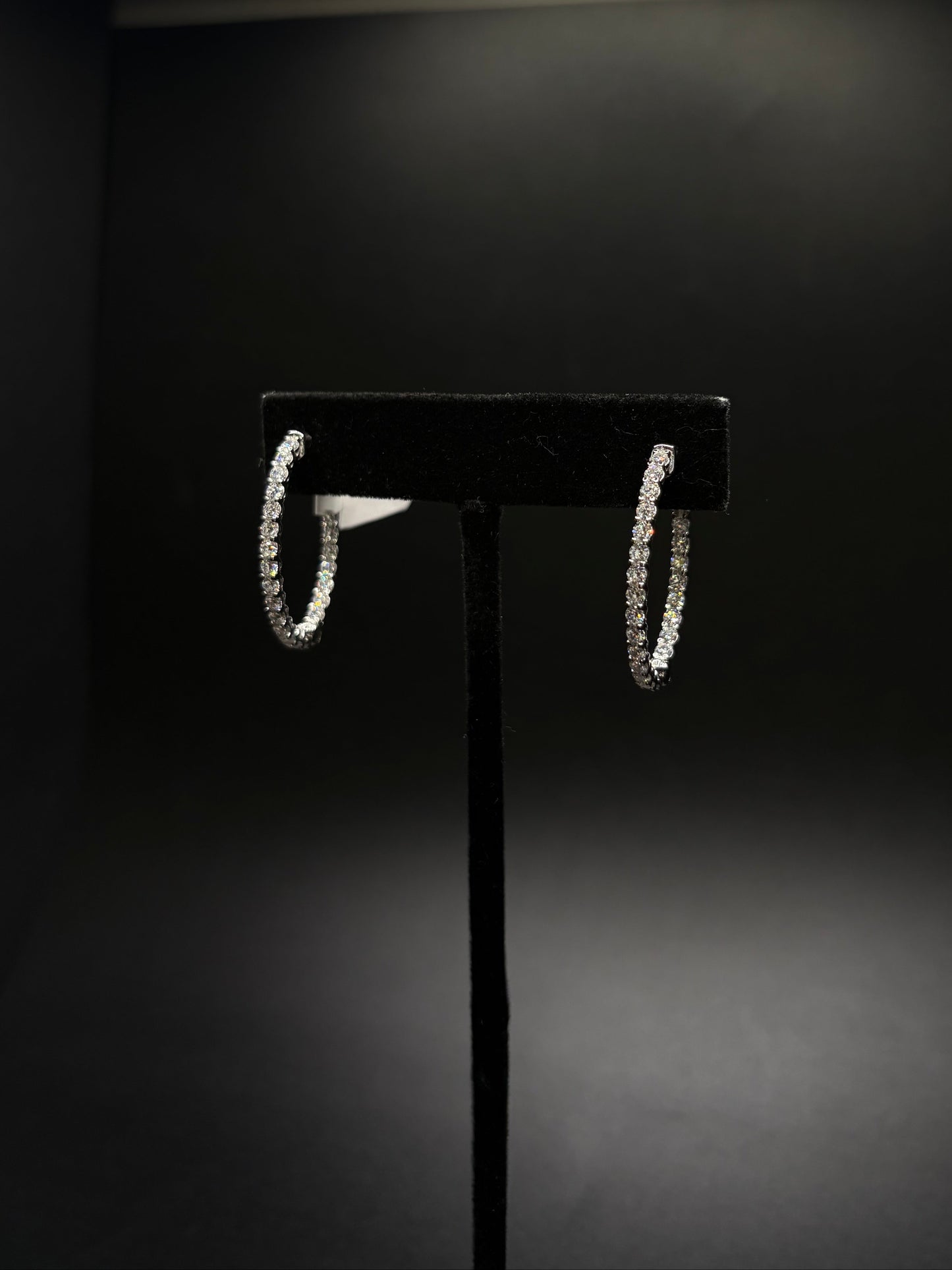 Sterling Silver Cz Oval Hoops