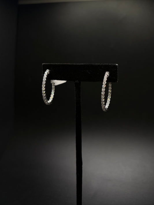 Sterling Silver Cz Oval Hoops