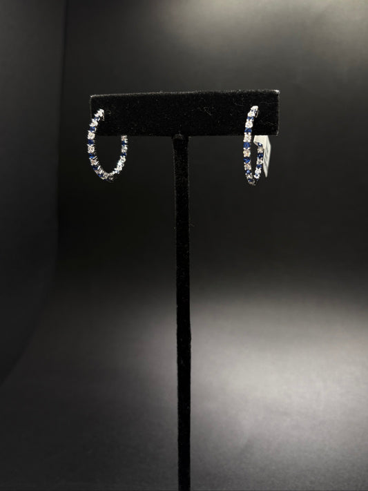 Sterling Silver London Blue Topaz Cz Hoops