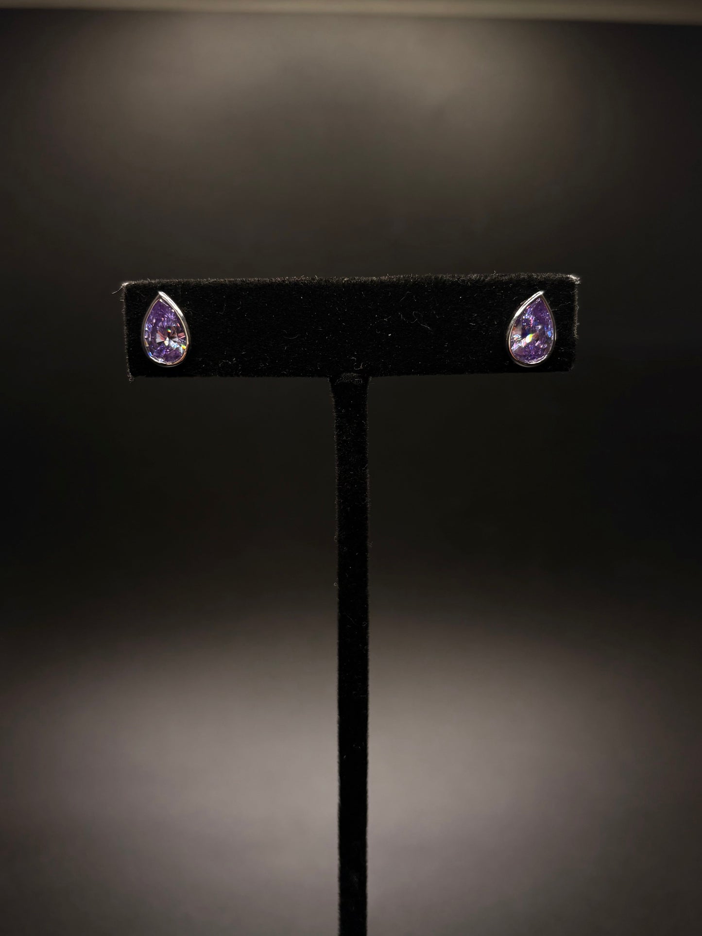 Sterling Sliver Bezel Amethyst Cz Studs