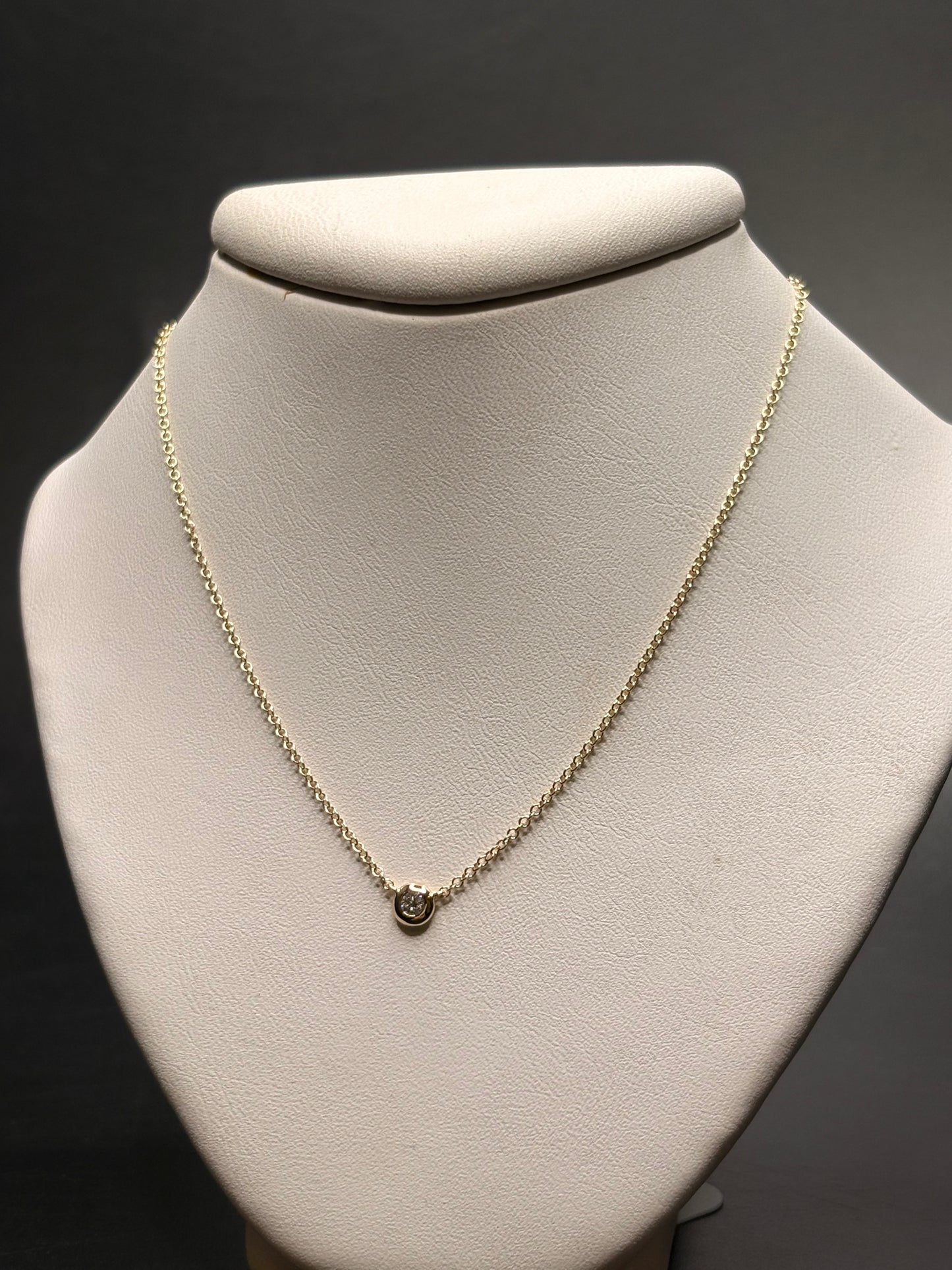 14Kt Yellow Gold Natural Diamond Station Necklace