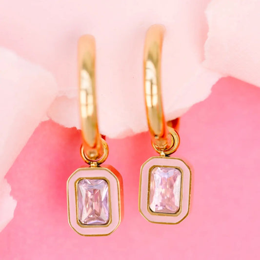 Gold Pink Gem Charms