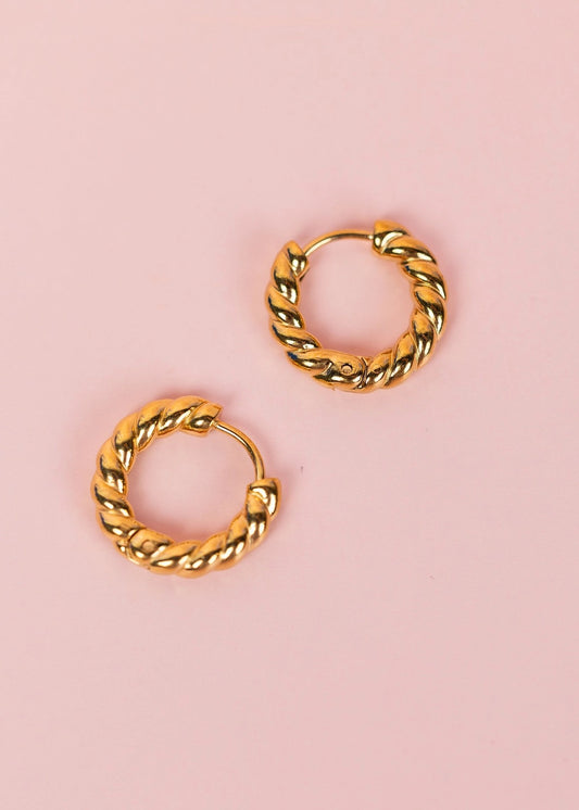 Gold Rope Huggie Hoops