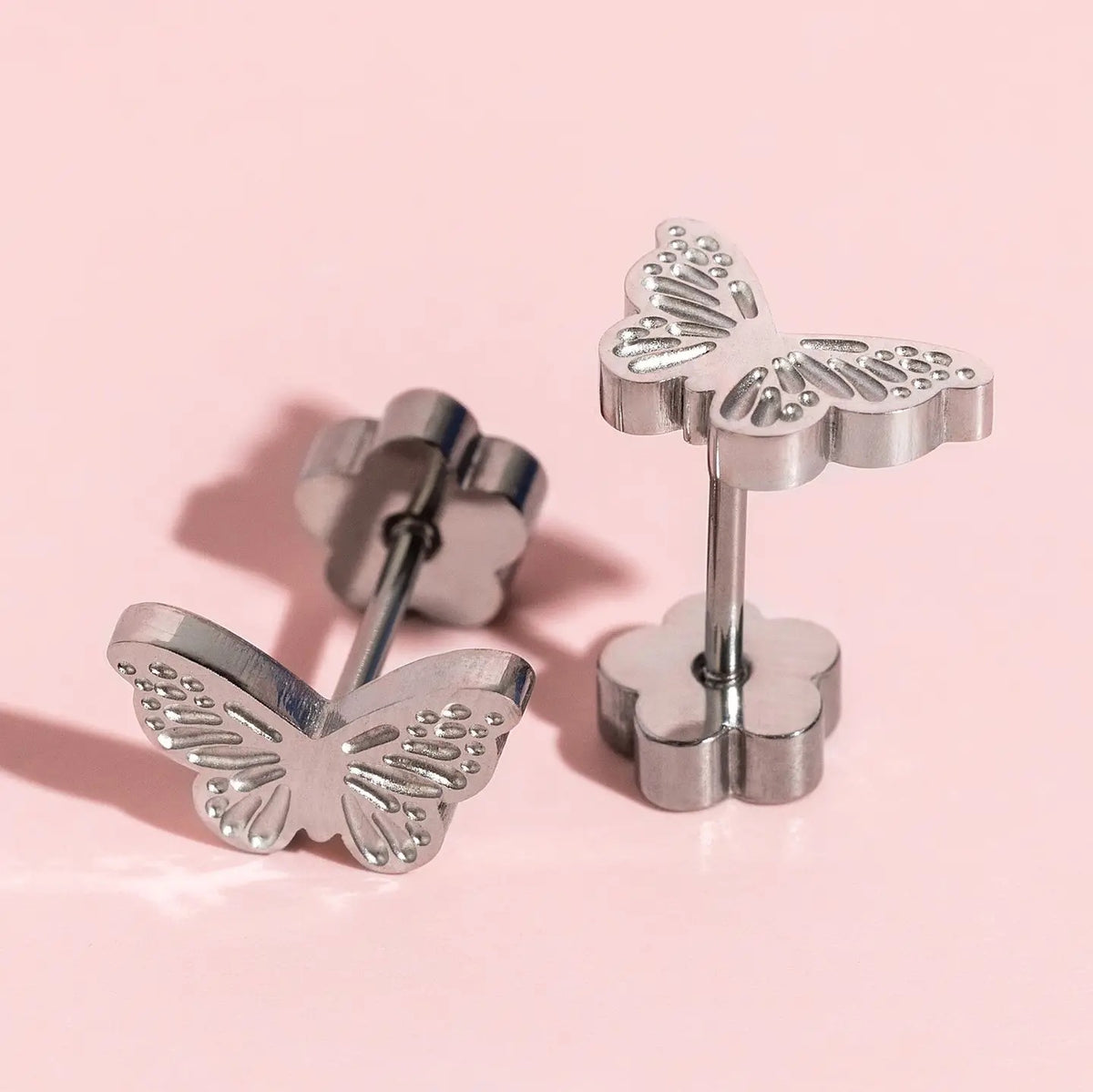 Silver Butterfly Flat Back Studs