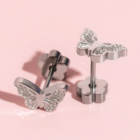 Silver Butterfly Flat Back Studs