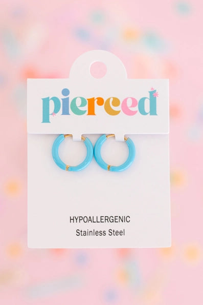 Colored Huggies Earrings "Blue"