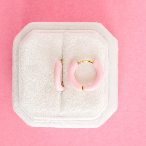 Colored Huggies Earrings "Pink"