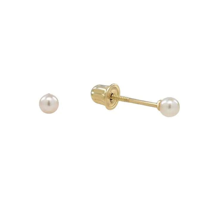 10k Solid Yellow Gold Tiny Pearl Studs