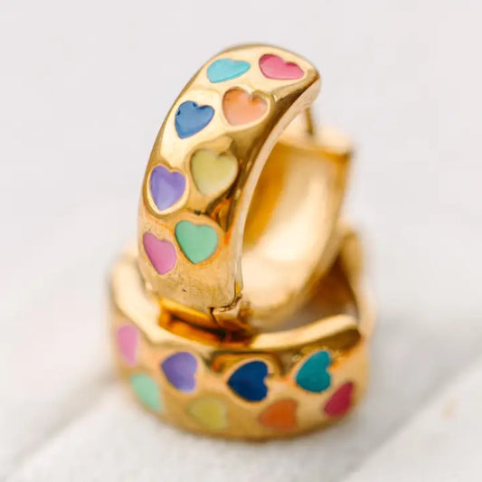 Chunky Rainbow Heart Huggies