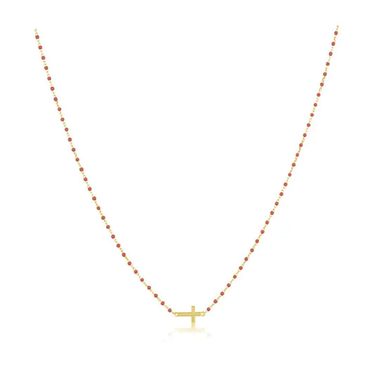 Red Elsa Side Cross Necklace