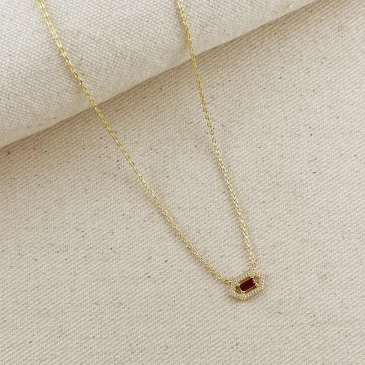 18k Gold Filled Fancy Birthstone Baguette Necklace (July)
