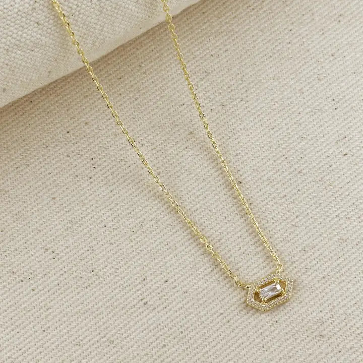 18k Gold Filled Fancy Birthstone Baguette Necklace (April)