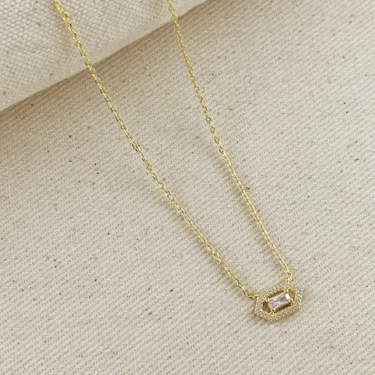 18k Gold Filled Fancy Birthstone Baguette Necklace (April)