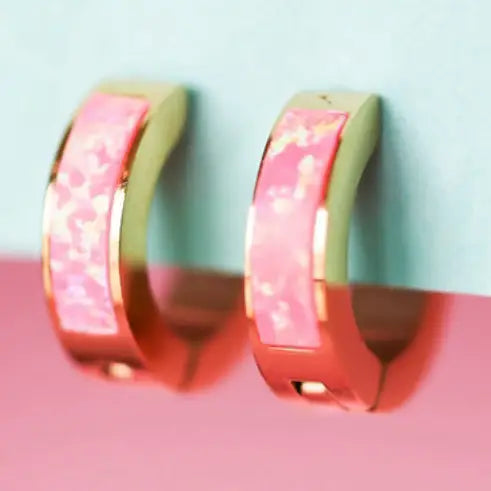 Neon Pink Opal Huggies