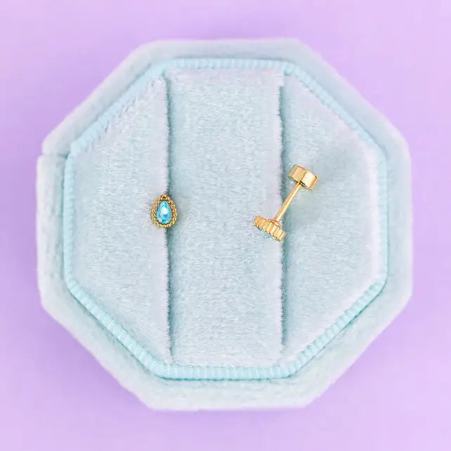 Teardrop Gemstone Stud Earrings