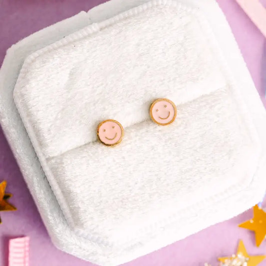 Pink Smiley Stud