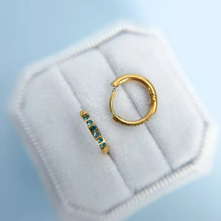 Aqua Cz Huggie Hoops