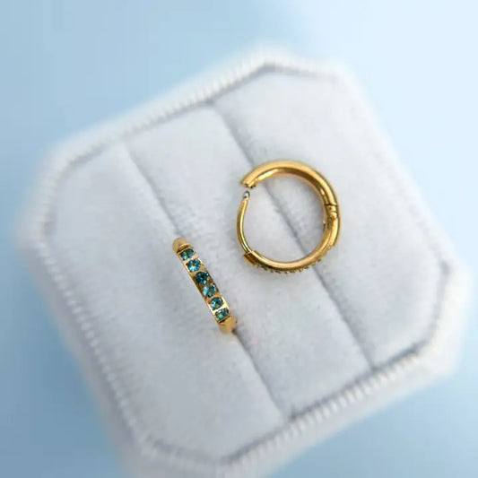 Aqua Cz Huggie Hoops